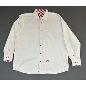 John Lennon Shirt Mens Button Down Red White Collar Cuffs Long Sleeve Size XXL